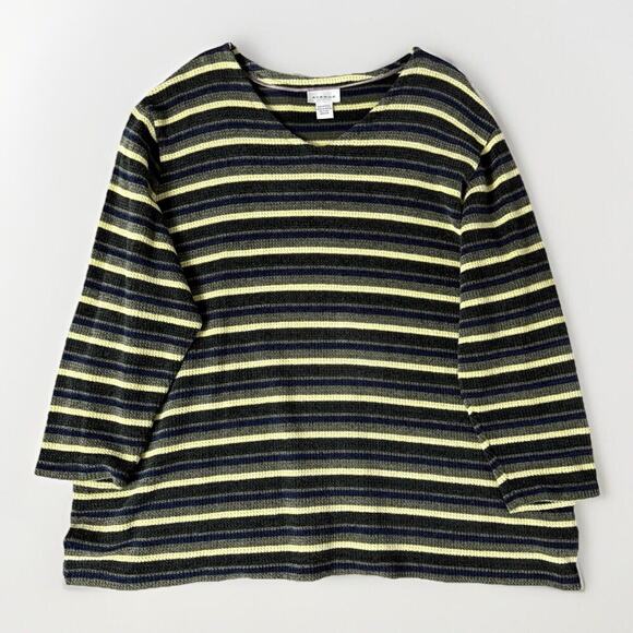 Vintage 90s Chenille Knit Sweater Plus 3X Striped Grunge Boxy Skater Masculine - Picture 1 of 10